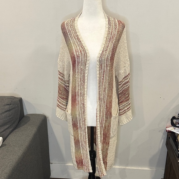 Easel Cream Striped Cardigan Bell Sleeved - Picture 2 of 5